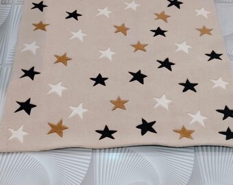 Hand Tufted Wool Star Rug, Beige Area Rug, Black White Gold Stars, Modern Nursery Bedroom Decor