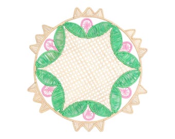 Runda bordsunderlägg i rotting — Handgjorda med ett sugrör som kallas Iraca/Raffia - 16 x 16 i bohemisk stil, dukdesign