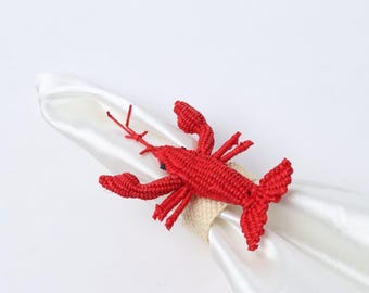 Lobster Napkin Ring , handmade napkin ring for Seafood & Nautical Tableset Made with Raffia/Iraca
