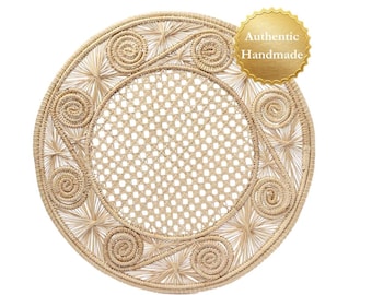 Handwoven Rattan Placemats Set of 4 – Round 14 Inch Boho Farmhouse & Wedding Placemats