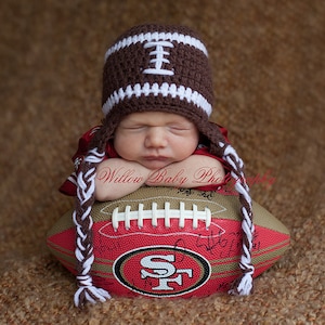 READY Baby Boy Hat - Baby Football Hat - Football Hat with Earflaps and Ties