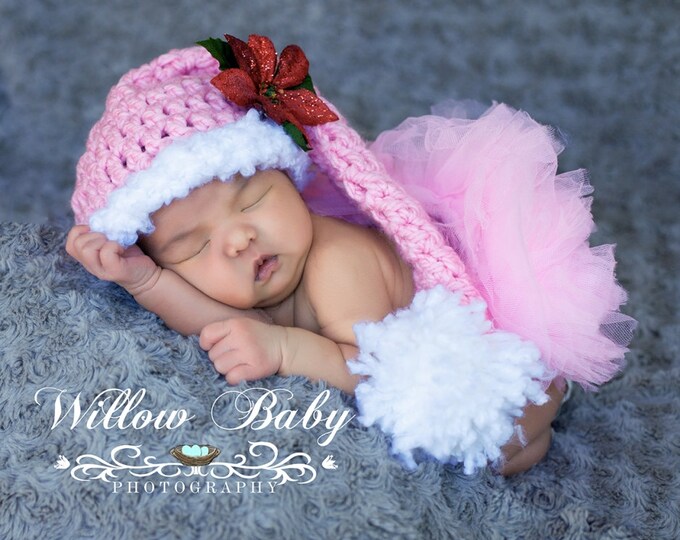 Baby Girl Christmas Hat baby Christmas Hat Pink With Red