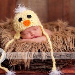 Very Soft  Baby Duck Hat - Easter Duckie Hat with Earflaps and Ties - Fun Details