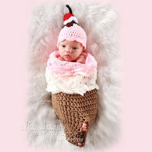 Baby Mütze - Süße Baby Mädchen Mütze und Baby Kokon - Neugeborene Baby Eistüte Cocoon Eisbecher Baby Mütze