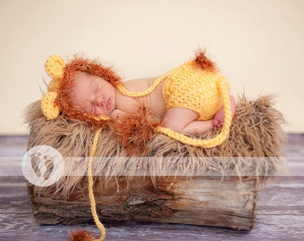 READY Baby Boy Hat - Baby Lion Hat & Diaper Cover Earflaps, Ties and  Fun Textured Mane