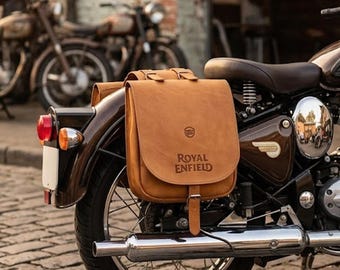 Vintage Crazy Horse Leather Motorcycle Sidebag Classic Frame Storage Pannier 12 Inch (1 Pcs)
