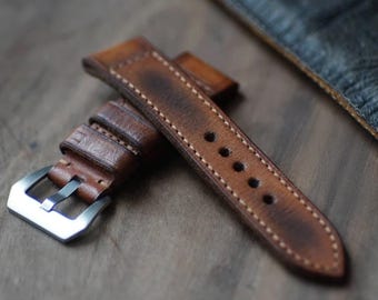 Genuine Cowhide Leather Watch Strap Handmade Replacement Band for Men and Women