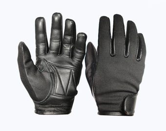 Men's Fingerless Lambskin Leather Motorcycle Gloves Padded Vintage Biker Riding Gear