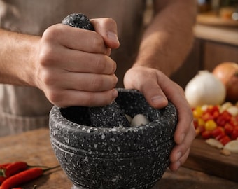 Resin Mortar and Pestle Set with Wooden Handle Spice Grinder Herb Crusher Bowl