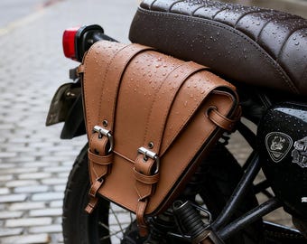 Handmade Universal Synthetic Leather Motorcycle Side Bag for Cafe Racer