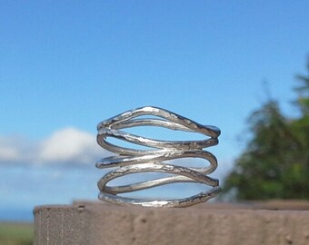 Sterling Silber Wellen Ring.