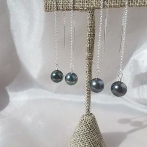 Sterling Silver Tahitian threader Earrings