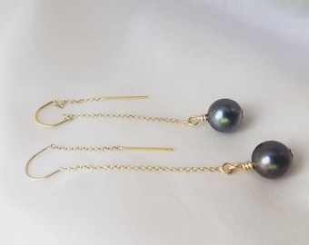 Gold filled Tahitian threader Earrings