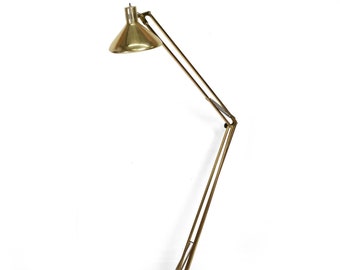 Modern Giant Brass Floor Lamp Luxo Articulating Architect's Drafting Light 1970s