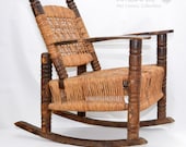 Antique Children 39 s Rocking Chair Wood Wicker Seagrass Armchair Rocker 1930s