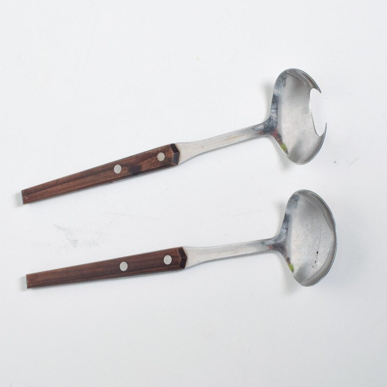 Style of Dansk Designs Denmark Rosewood & Stainless-Steel Salad Servers 1960s image 2