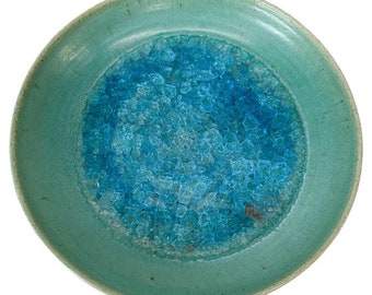 Artist Jade Snow Wong Ceramic Glass Pottery Dish Art in Turquoise San Francisco