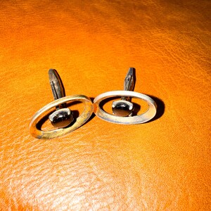 1960s Modernist Sterling Cufflinks Gemstone Center