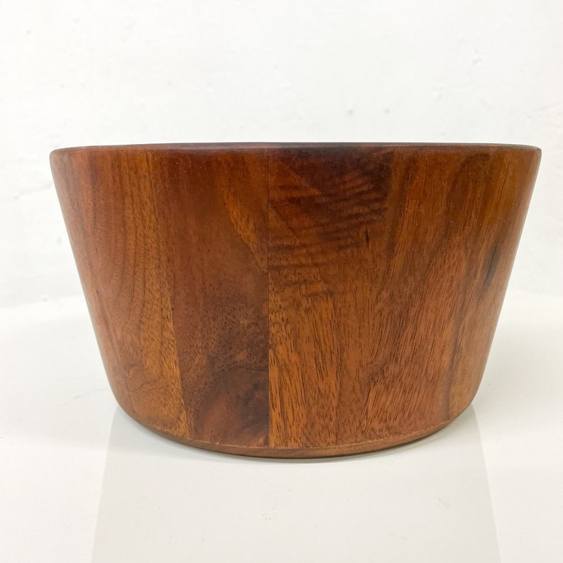 Mid Century Modern Sculptural Staved Solid Walnut Wood Bowl. image 8