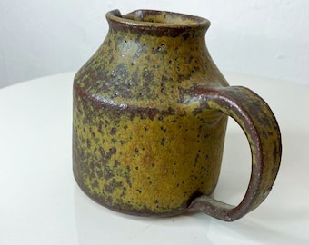 Innovative Glazed Ceramic Muted Yellow Studio Pottery Jug style Doyle Lane 1960s