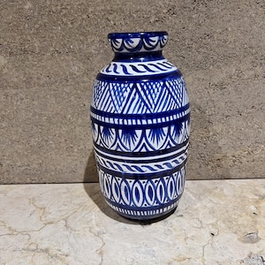 1970s Italian Vietri Art Vase Campagna Blue Handcrafted Pottery