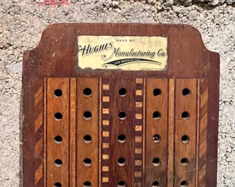 Antique Wood Cribbage Game Board Hughes Manufacturing Co Los Angeles