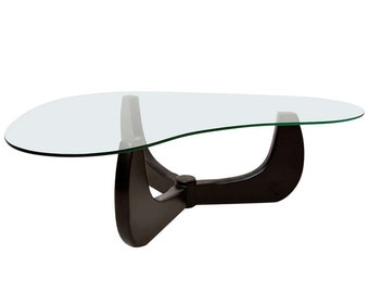 Curve Coffee Table Base Style of Isamu Noguchi 1950s Solid Black Mahogany
