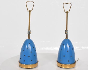 Screaming BLUE Angelo Lelli Tischlampen Arredoluce Midcentury Modern Italien 1950er Jahre