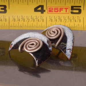 Vintage 1970s Mexico Modern Enamel Earrings Black Spiral Shaped image 7