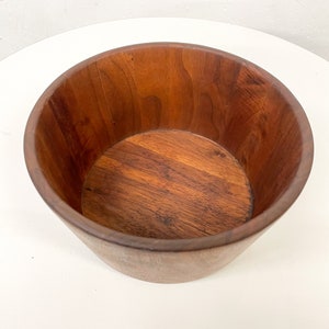 Mid Century Modern Sculptural Staved Solid Walnut Wood Bowl. image 4
