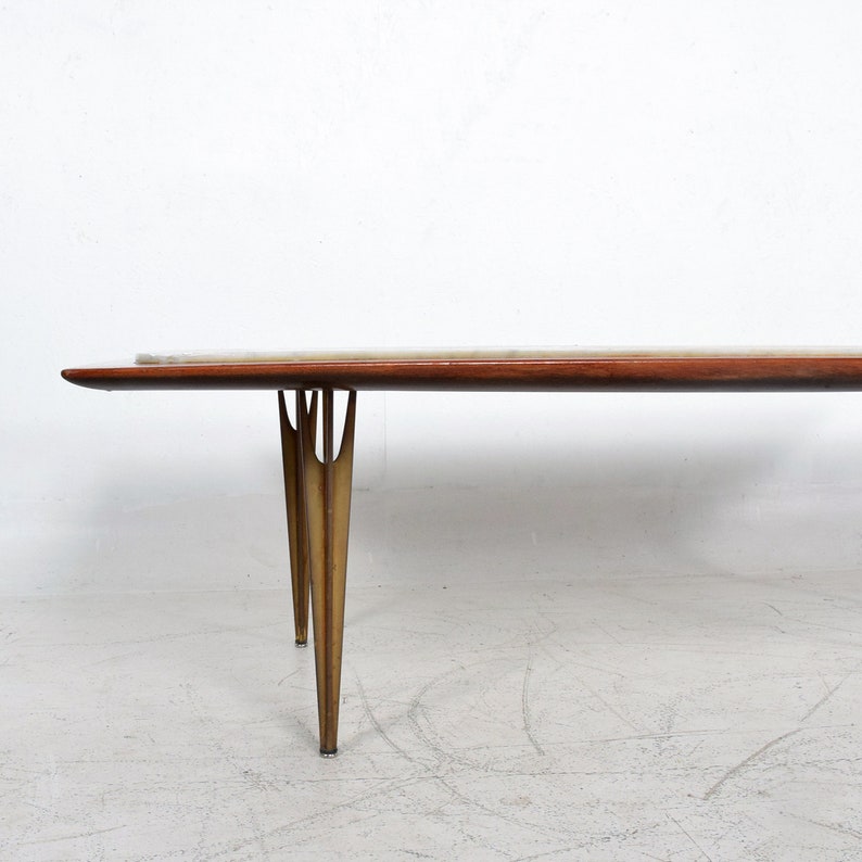 Coffee Table Floating Marble Bronze Legs Eugenio Escudero Mexican Modernism 1950s image 8