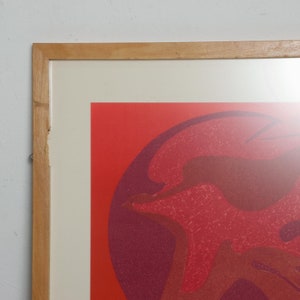 Pedro Coronel ABSTRACT Dove Modern ART Lithograph in Red 1980s image 4