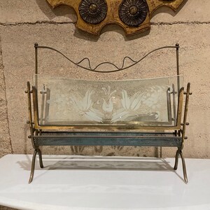 1950s Fontana Arte Magazine Rack Venetian Flower Art Glass Italy image 3