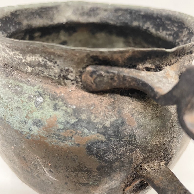 Handmade Patinated COPPER Cup Antique Mug Sculptural Handle image 4