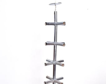 1960s Modular Chandelier Tubular Chrome Attributed Swiss Lamp Co Trix & Robert Haussmann