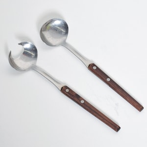 Style of Dansk Designs Denmark Rosewood & Stainless-Steel Salad Servers 1960s Bild 1