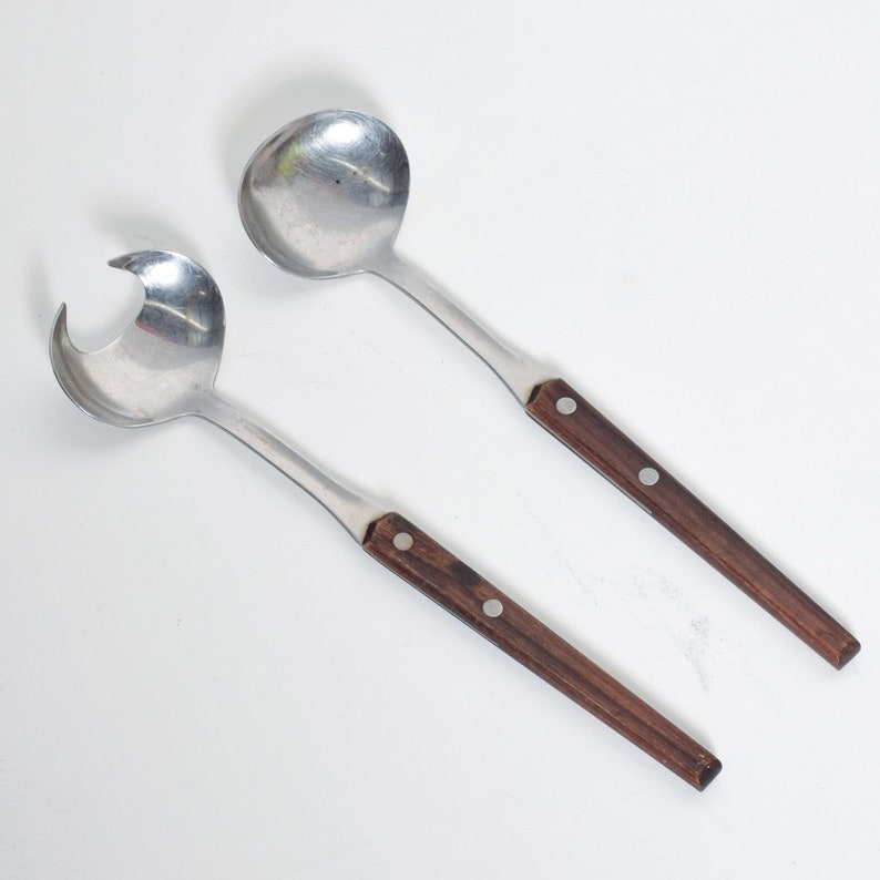 Style of Dansk Designs Denmark Rosewood & Stainless-Steel Salad Servers 1960s Bild 1