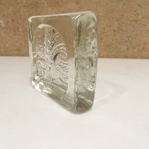 Modernist CAT Art Glass Ice Block Handcraft Paperweight Bookend 1960s Blenko WV image 2