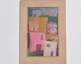 1980s Mexico Modernism in Pink Abstract Art Oil on Canvas Pedro Coronel Style