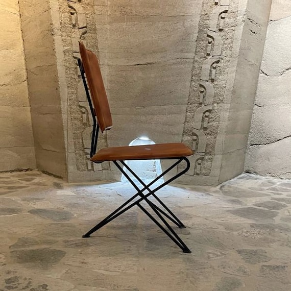 Pablex Modern Midcentury Leather and Iron Tripod Chair Pablo Romo