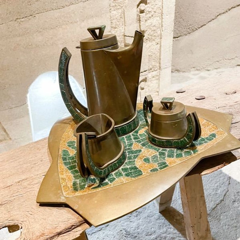 Fabulous Salvador Teran 5 Piece Tea Coffee Service Set Brass M Fabulous Salvador Teran 5 Piece Tea Coffee Service Set Brass M