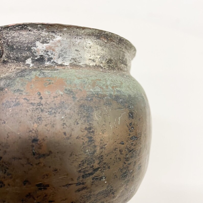 Handmade Patinated COPPER Cup Antique Mug Sculptural Handle image 6