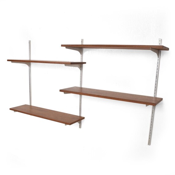Mid Century Modern Teak Aluminum Wall Unit Shelving - Mid Century Modern Teak Wall Unit Mid Century Modern Teak Aluminum Wall Unit Shelving - Mid Century Modern Teak Wall Unit