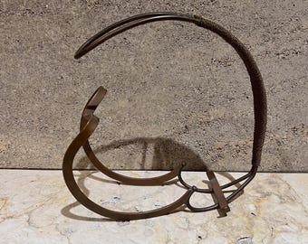 1960s French Art Deco Sculptural Wine Bottle Holder Woven Copper