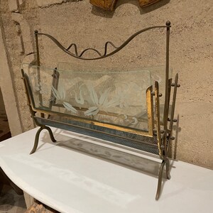 1950s Fontana Arte Magazine Rack Venetian Flower Art Glass Italy image 2
