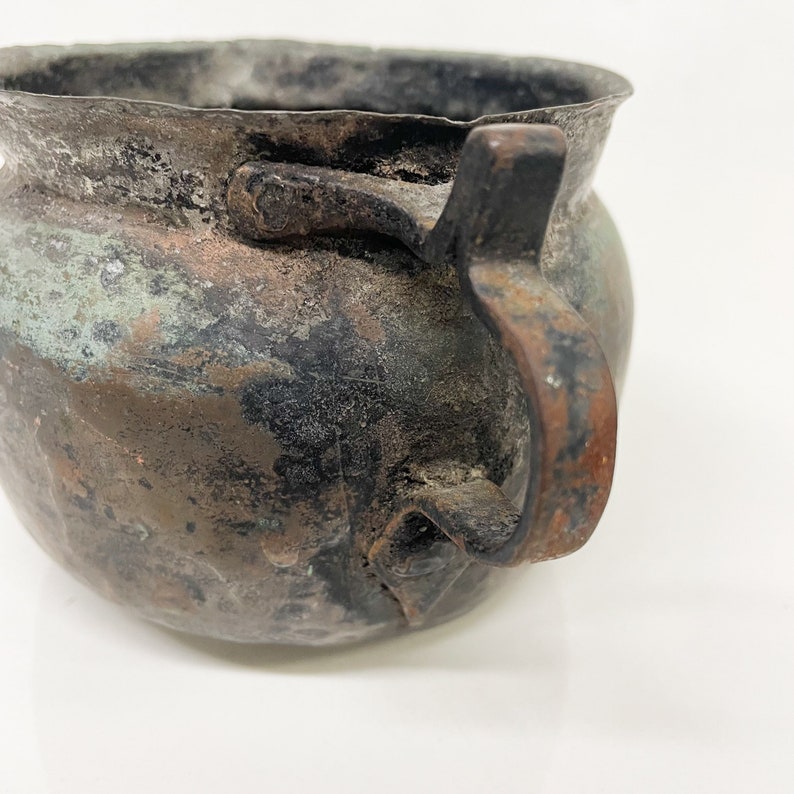Handmade Patinated COPPER Cup Antique Mug Sculptural Handle image 3