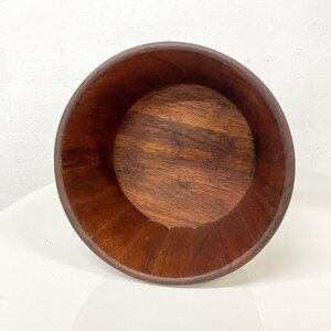 Mid Century Modern Sculptural Staved Solid Walnut Wood Bowl. image 5