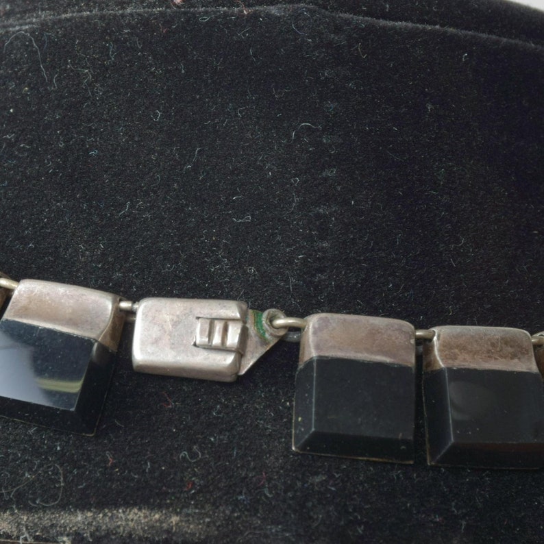 Mexican Modernist Choker Silver & Onyx, TAXCO, After Los Castillo image 8