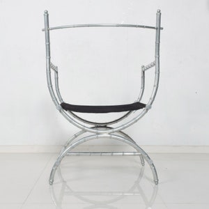 1960s Regency Faux Silver Bamboo Side Chair style Frank Kyle Mexican Modernist image 4