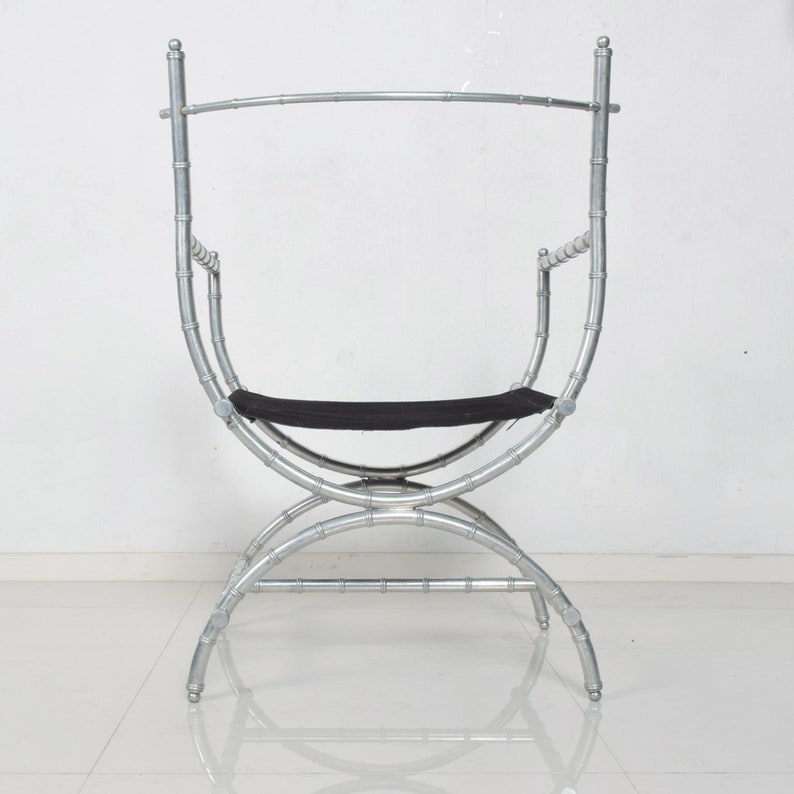 1960s Regency Faux Silver Bamboo Side Chair style Frank Kyle Mexican Modernist image 4